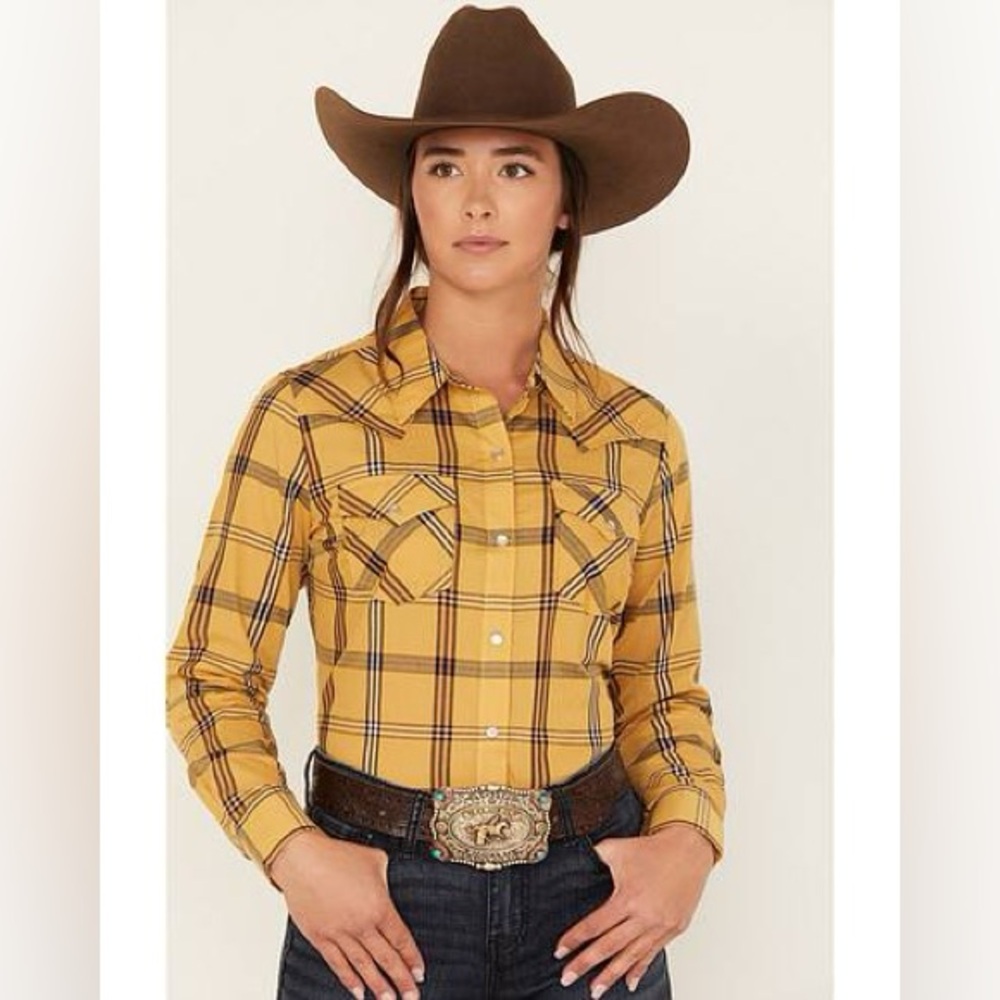 Wrangler Yellow Plaid Women's Western Shirt